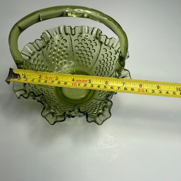 Fenton Accents Vintage Fenton Green Glass Hobnail Basket Poshmark
